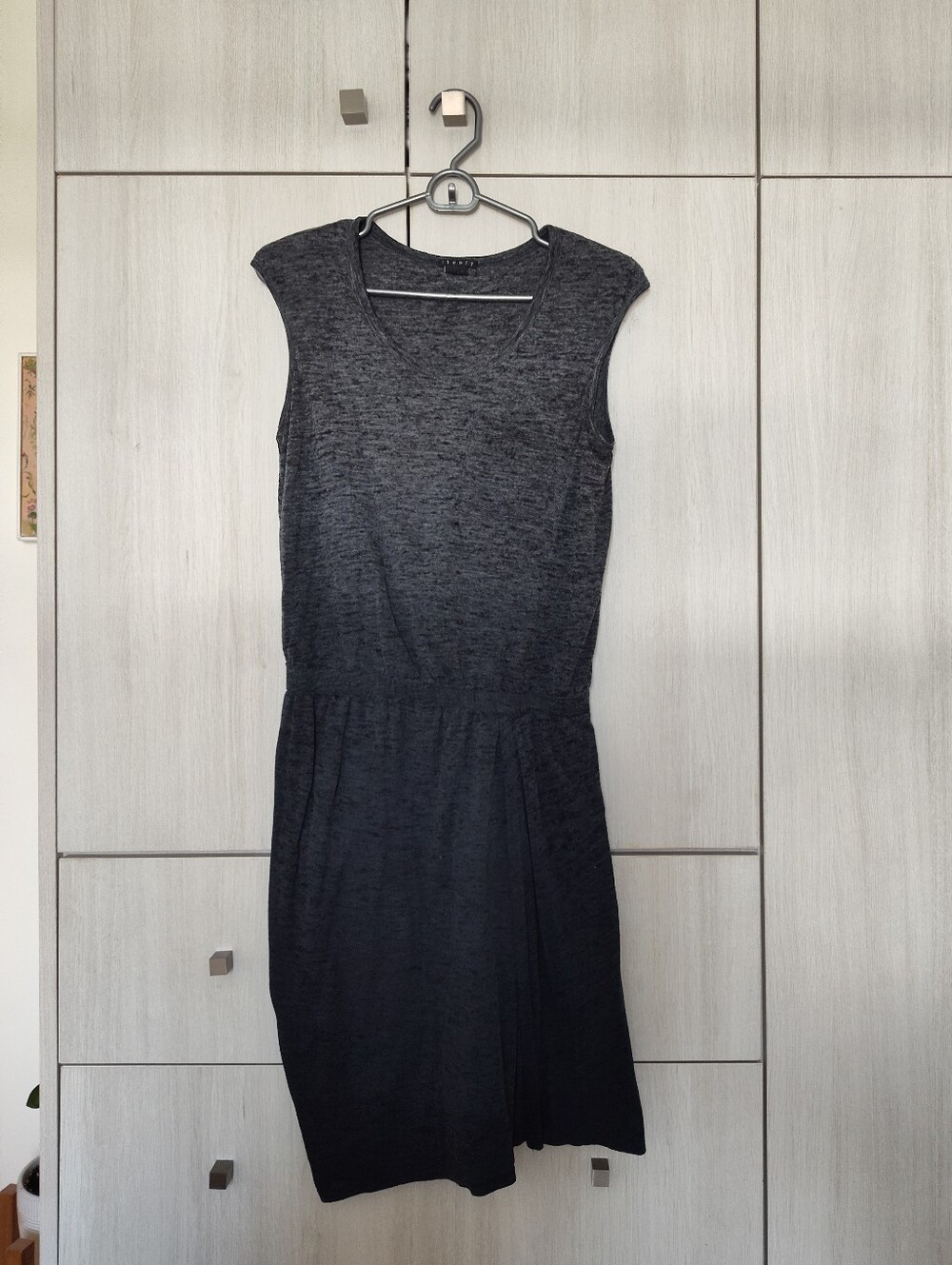 Theory Black Sleeveless Knee-length Wrap Dress
